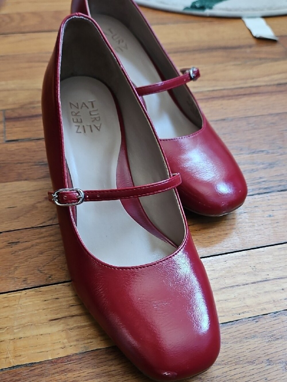 Naturalizer Red Mary Jane Block Heels with Ankle Strap - Picture 15 of 16